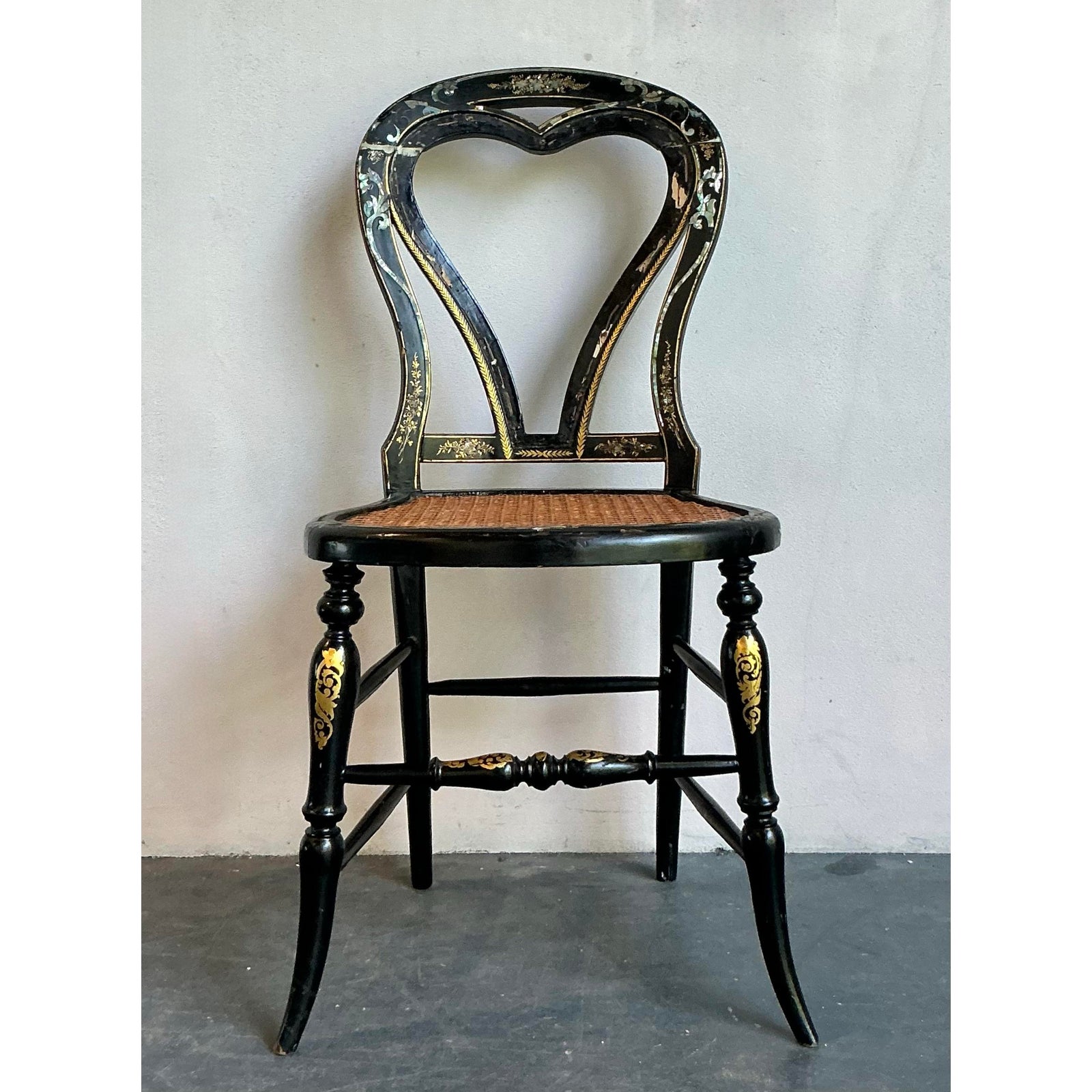 Vintage Regency Paper Mache Chair - Side view