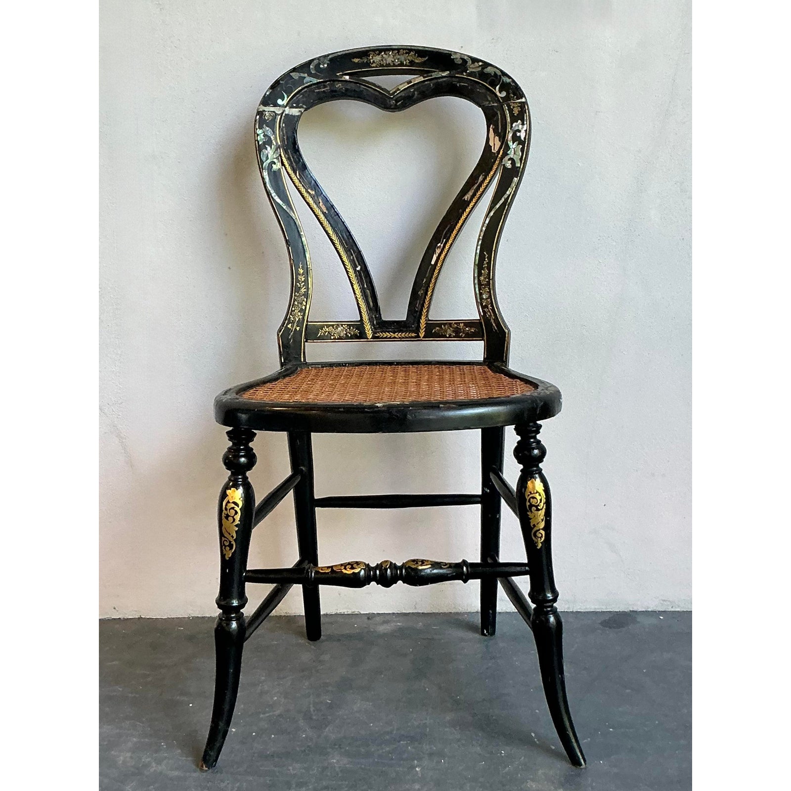 Vintage Regency Paper Mache Chair - Detail view