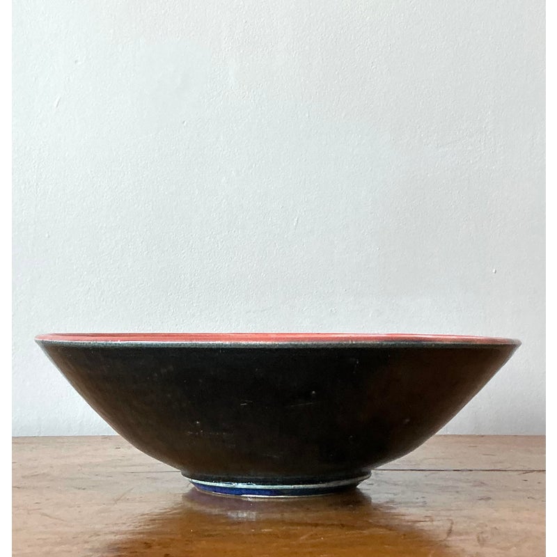 Vintage Boho Hand Painted Ceramic Bowl - Back view