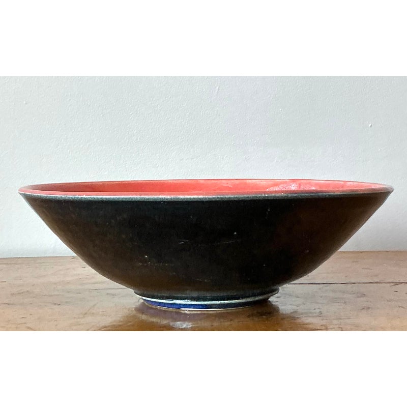 Vintage Boho Hand Painted Ceramic Bowl - Top view