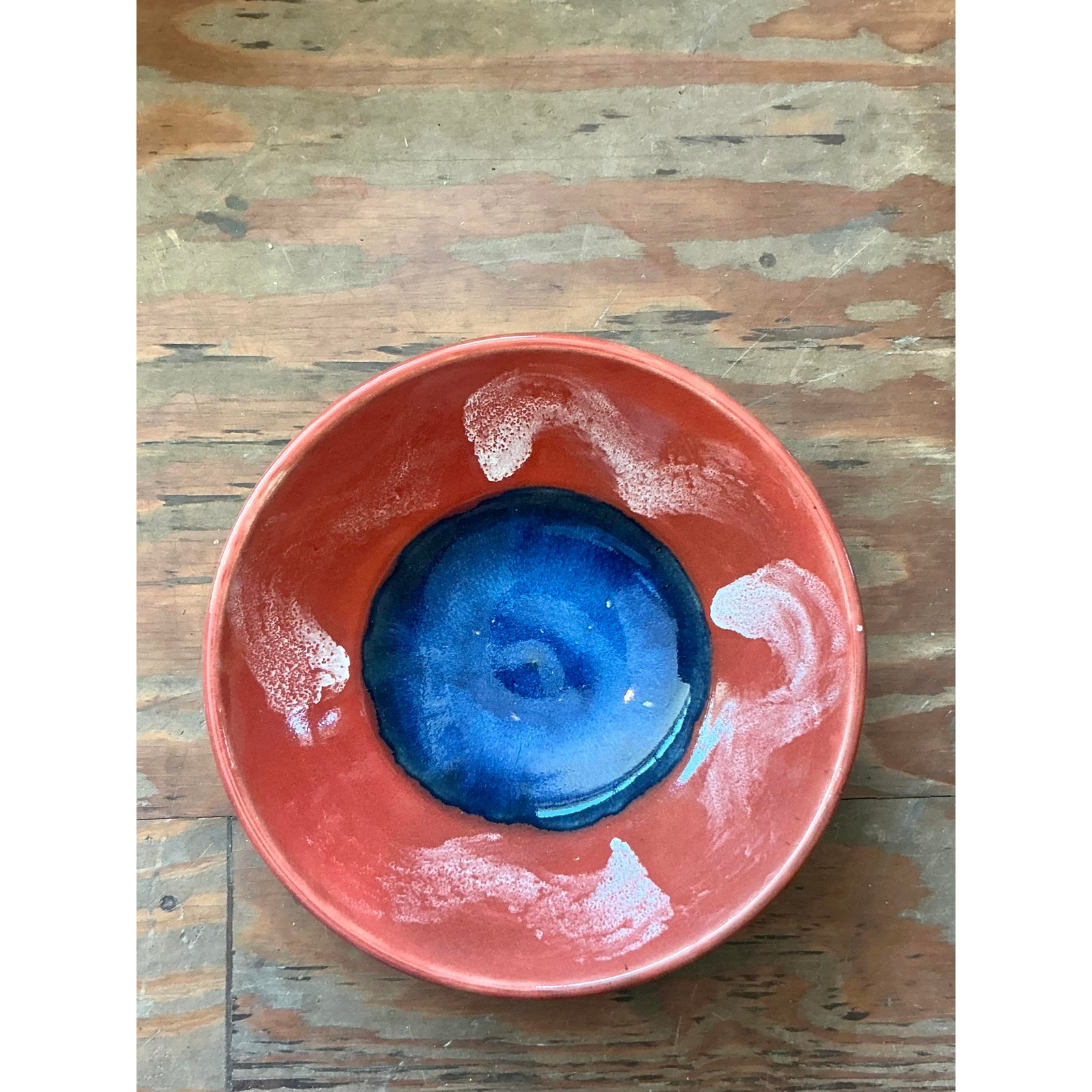 Vintage Boho Hand Painted Ceramic Bowl - Side view