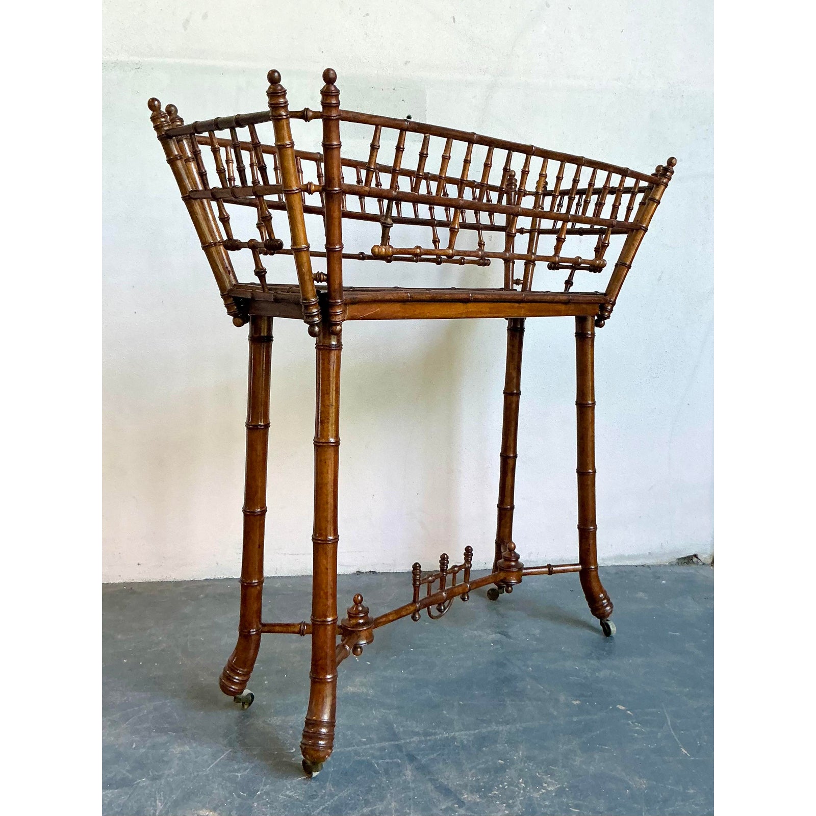 Vintage Regency Carved Bamboo Jardinere - Top view