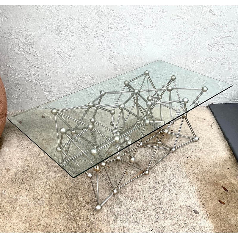 Vintage Boho Interlocking Molecule Coffee Table - Back view