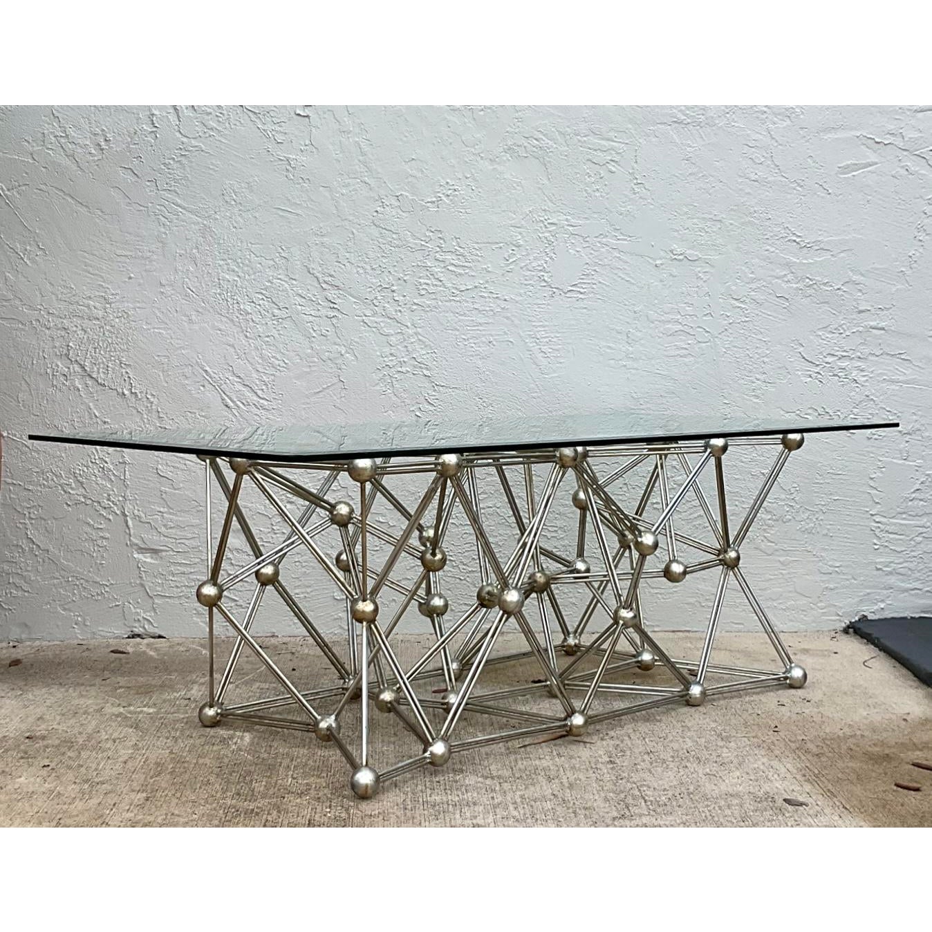 Vintage Boho Interlocking Molecule Coffee Table - Top view