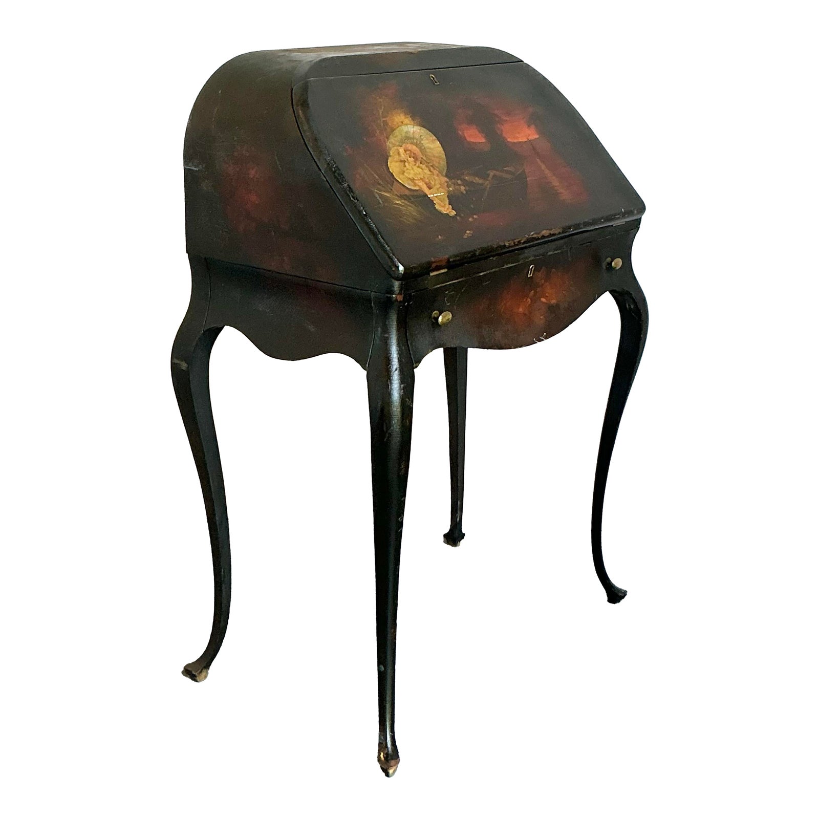 Vintage Boho Patinated Drop Front Desk