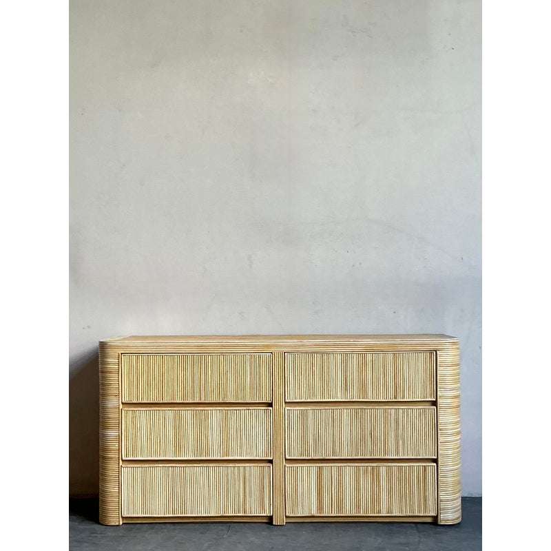 Vintage Coastal Reed Six Drawer Dresser - Top view