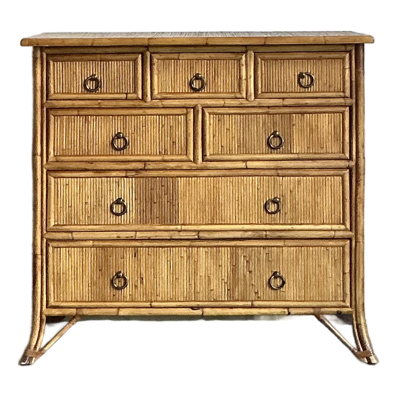 Vintage Boho Baker Milling Road Reed Chest of Drawers