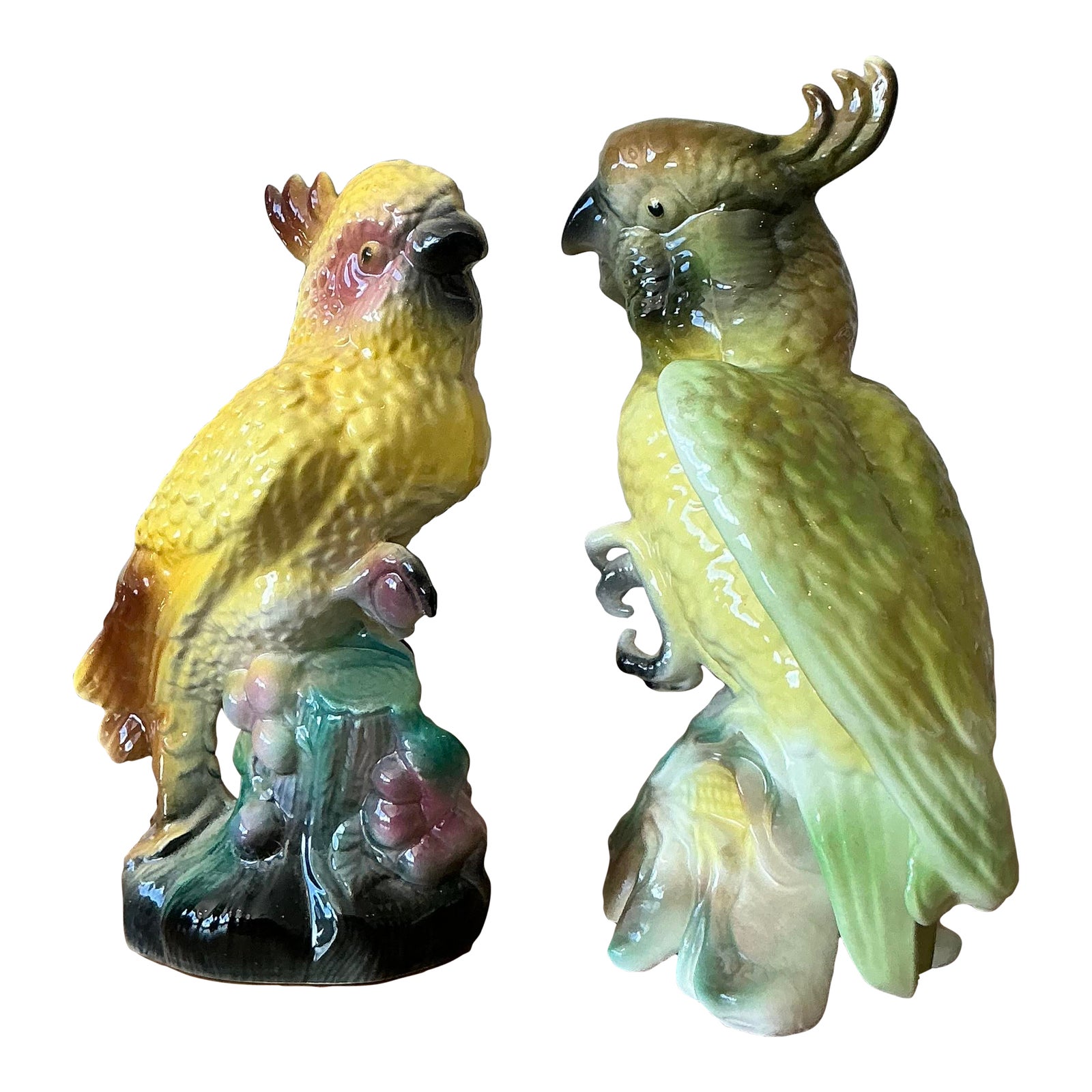 Vintage Regency Glazed Ceramic Birds - Set of 2