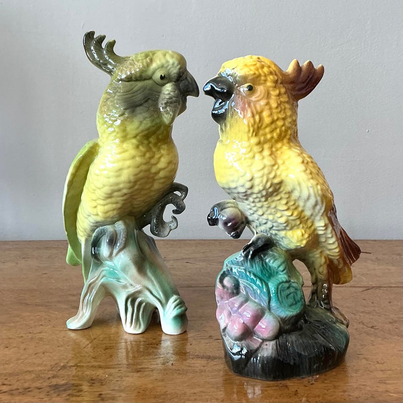 Vintage Regency Glazed Ceramic Birds - Set of 2 - Side view