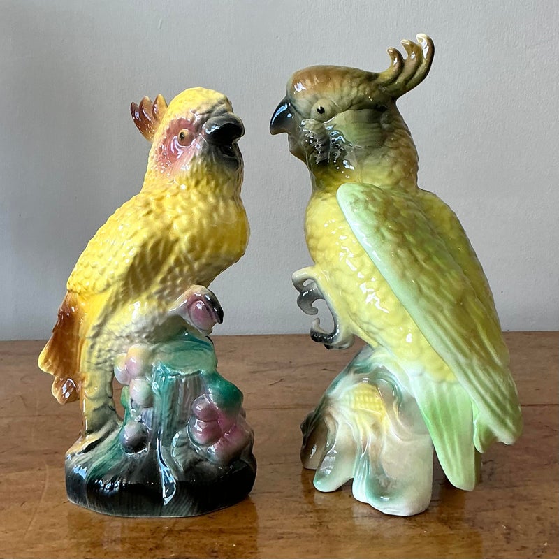 Vintage Regency Glazed Ceramic Birds - Set of 2 - Back view