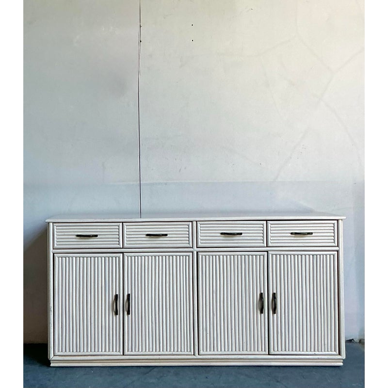 Vintage Coastal Reed Credenza - Side view