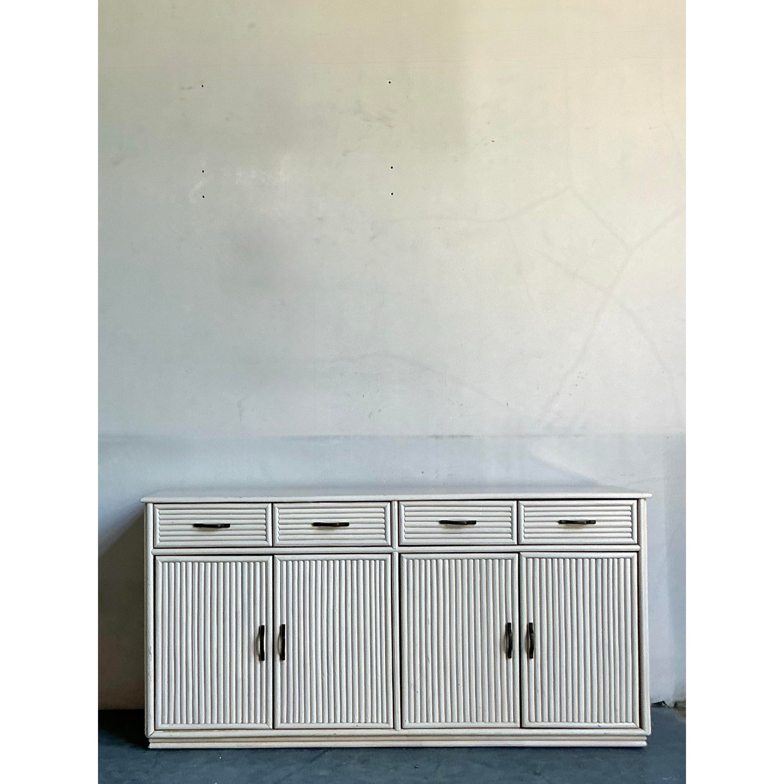 Vintage Coastal Reed Credenza - Back view