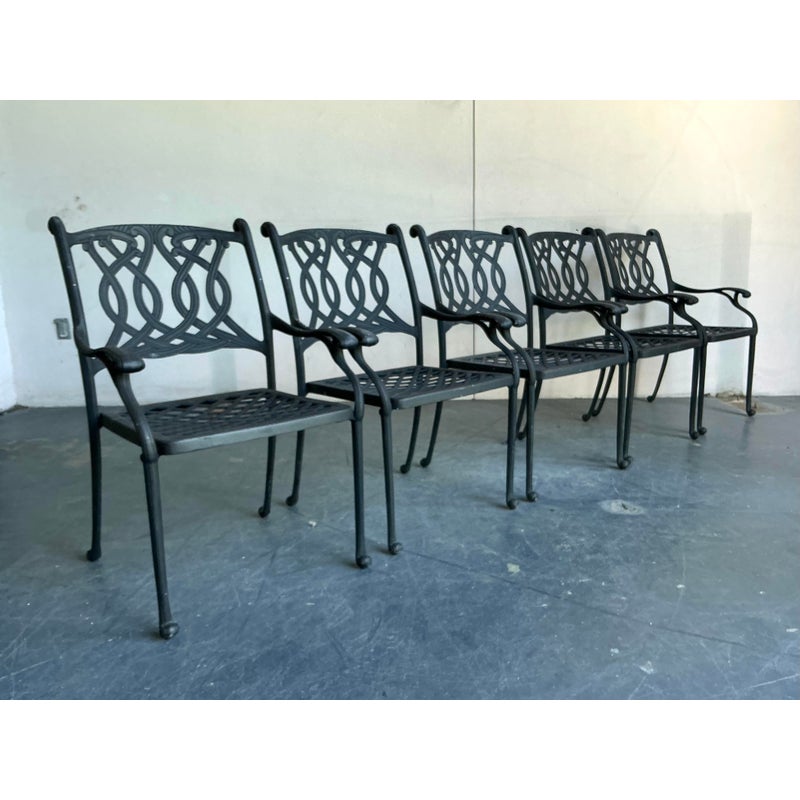 Late 20th Century Regency Wrought Iron Dining Chairs - Set of 5 - Back view