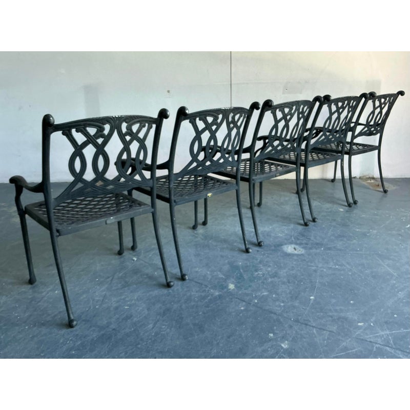 Late 20th Century Regency Wrought Iron Dining Chairs - Set of 5 - Top view