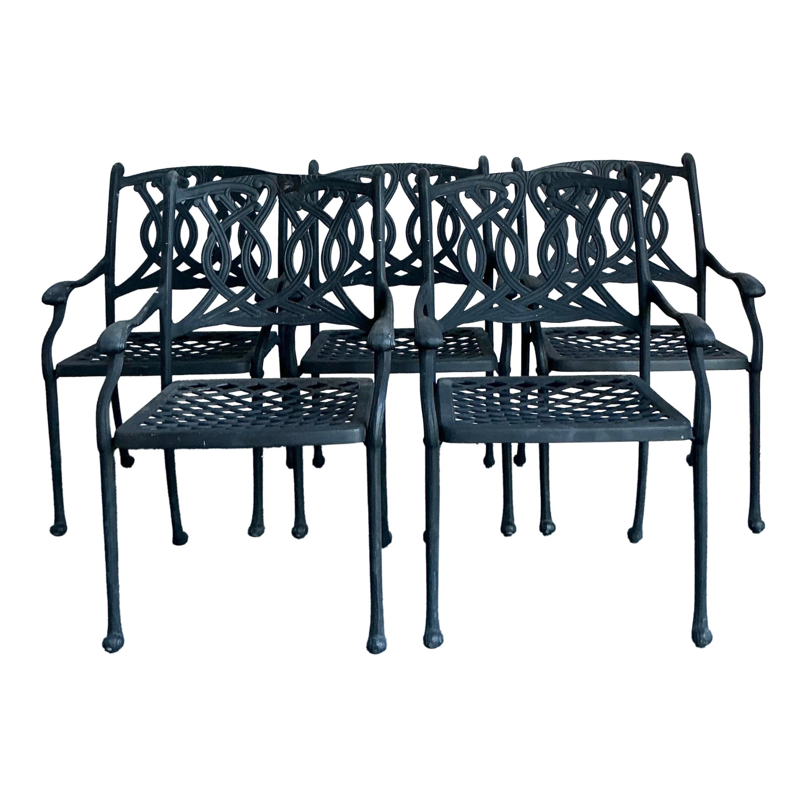 Late 20th Century Regency Wrought Iron Dining Chairs - Set of 5