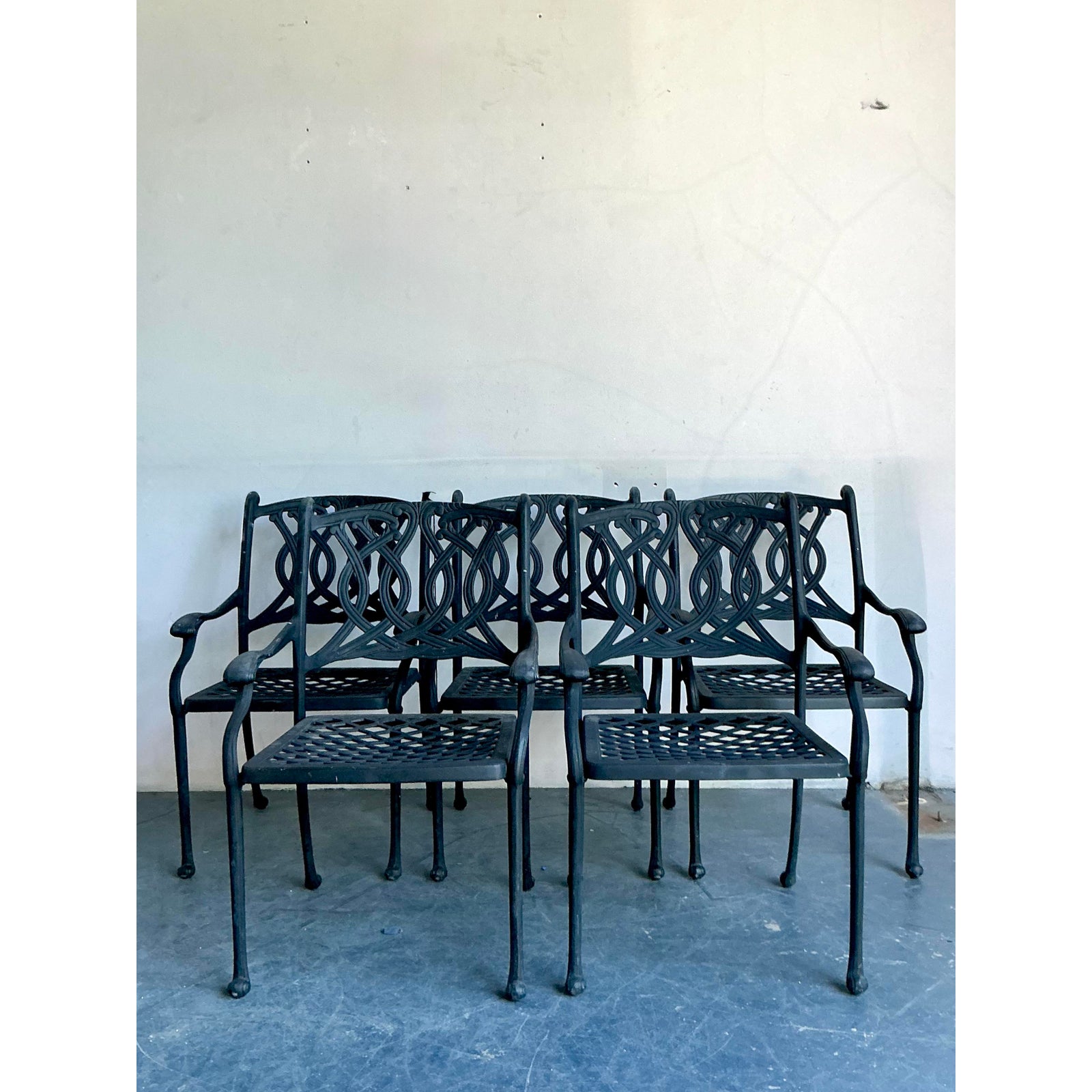 Late 20th Century Regency Wrought Iron Dining Chairs - Set of 5 - Side view