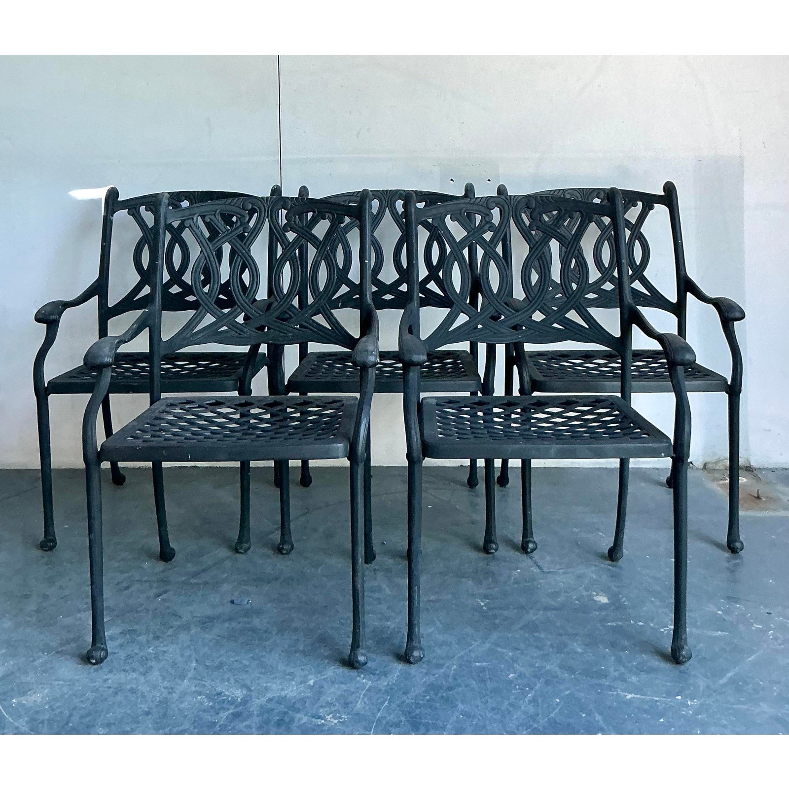 Late 20th Century Regency Wrought Iron Dining Chairs - Set of 5 - Detail view