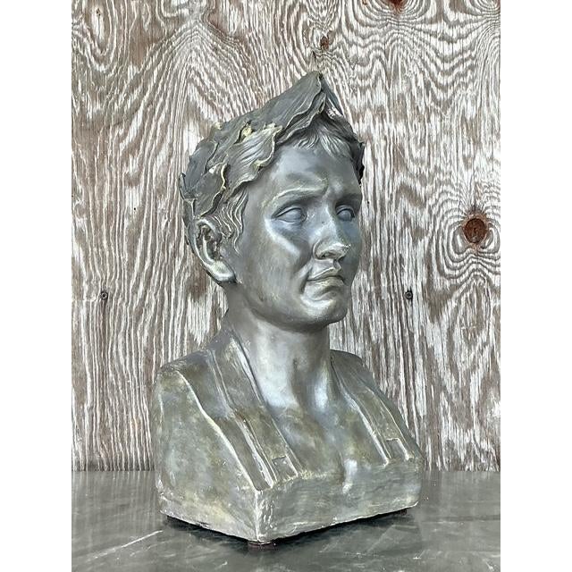 Vintage Boho Plaster Bust of Man - Back view