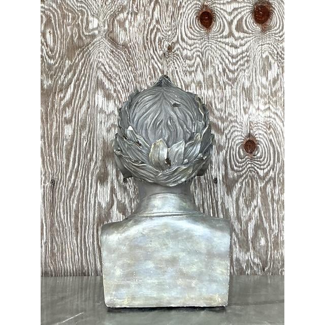 Vintage Boho Plaster Bust of Man - Top view