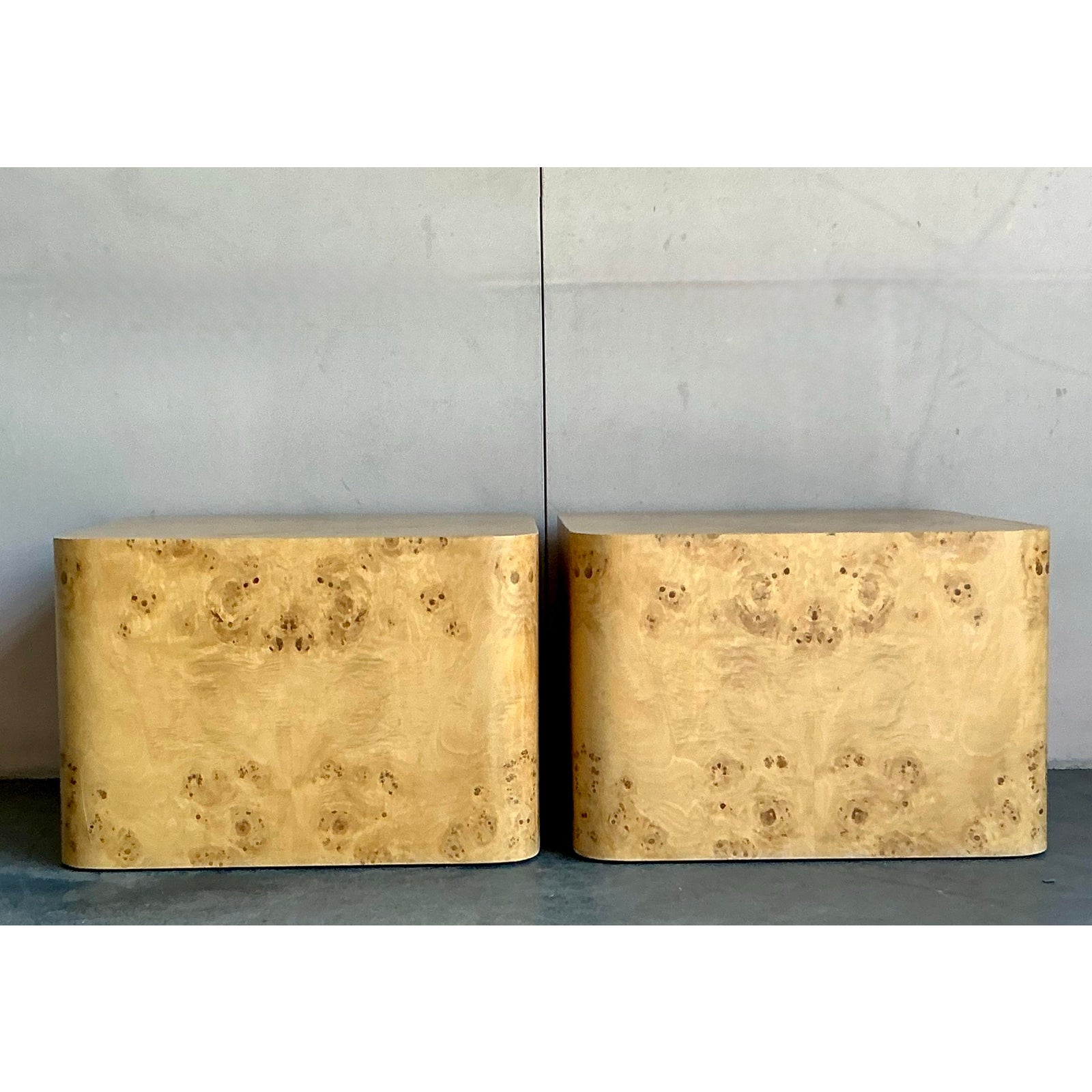 Vintage Boho Intrex Burl Wood Side Table - A Pair - Detail view