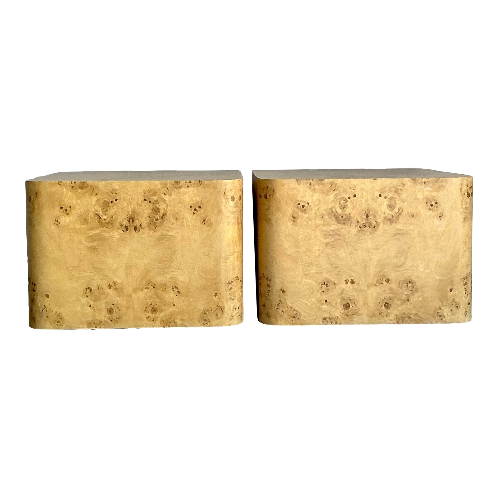 Vintage Boho Intrex Burl Wood Side Table - A Pair