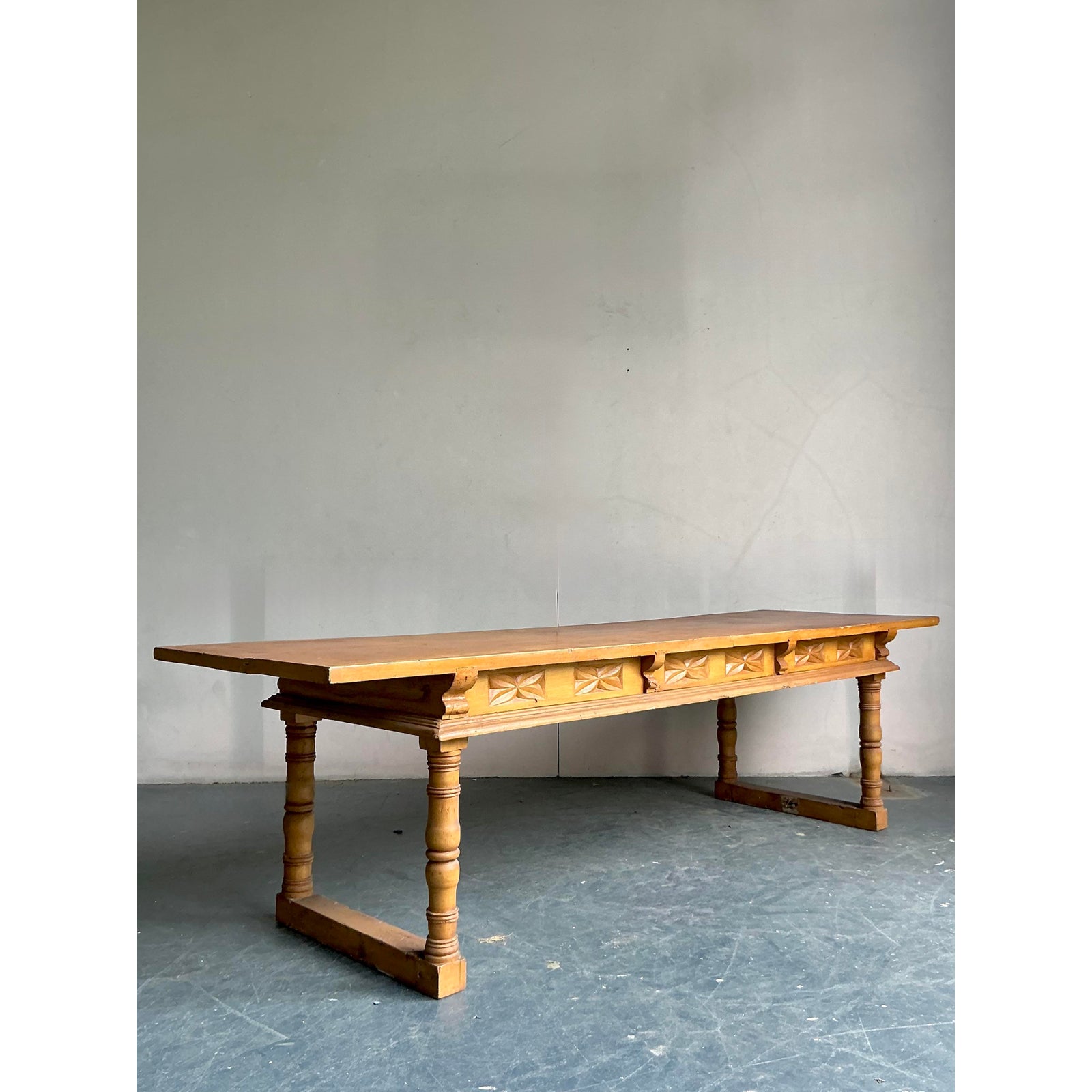 Vintage Boho Monumental Library Table - Side view