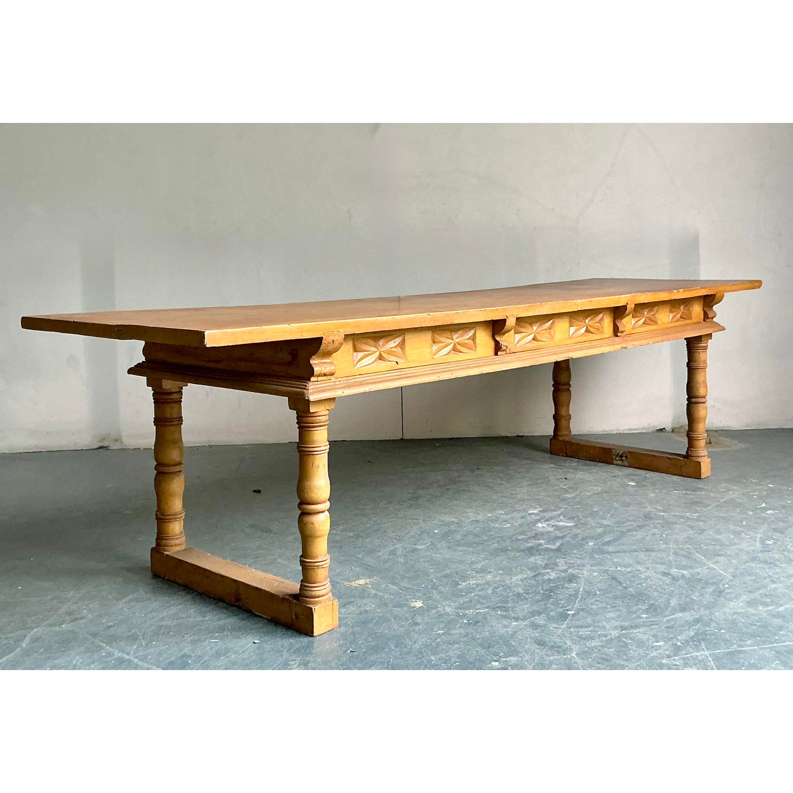 Vintage Boho Monumental Library Table - Detail view