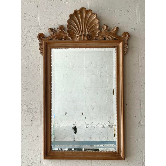 Vintage Coastal Carved Clam Shell Mirror - Detail view