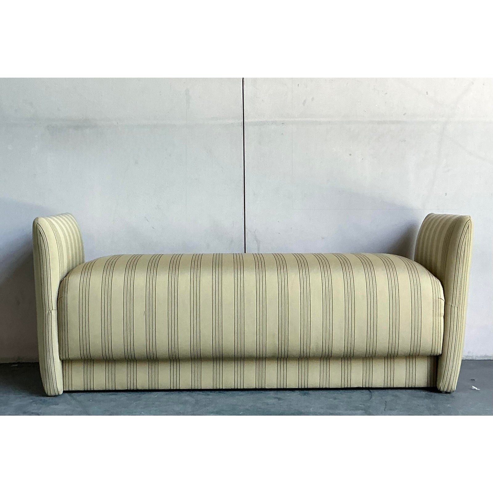 Vintage Boho Ticking Stripe Upholstered Bench - Top view