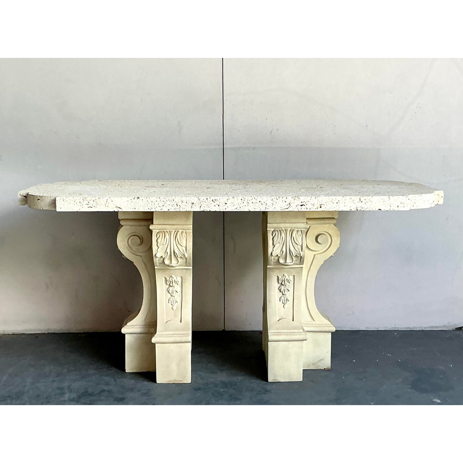 Vintage Regency Coquina Console Table - Top view