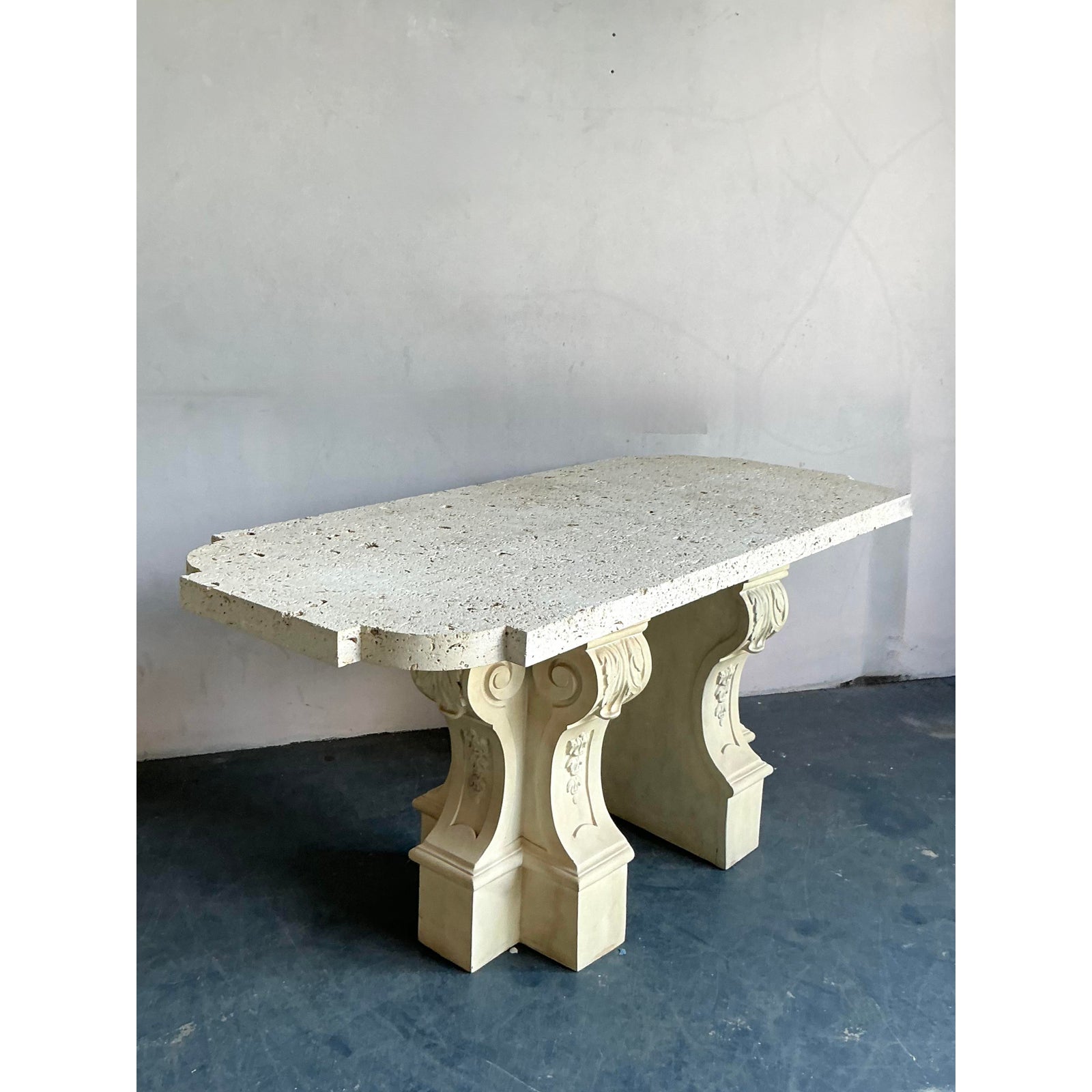 Vintage Regency Coquina Console Table - Side view