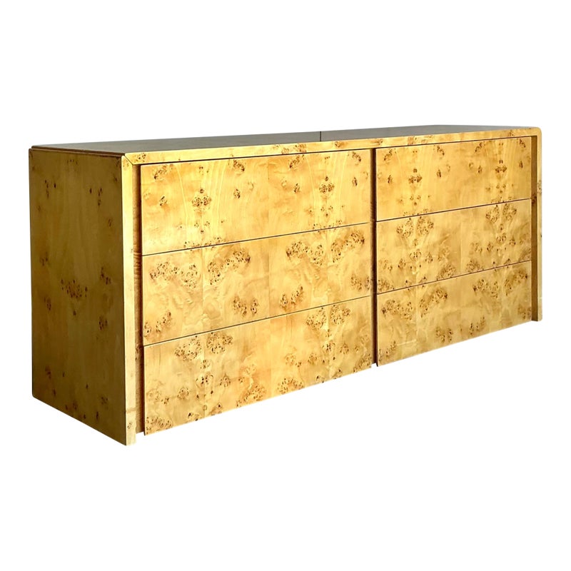 Vintage Boho Intrex Burl Wood Dresser