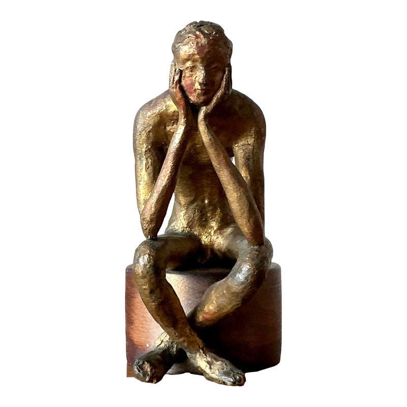 Vintage Boho 1957 Signed Sculpture of Man