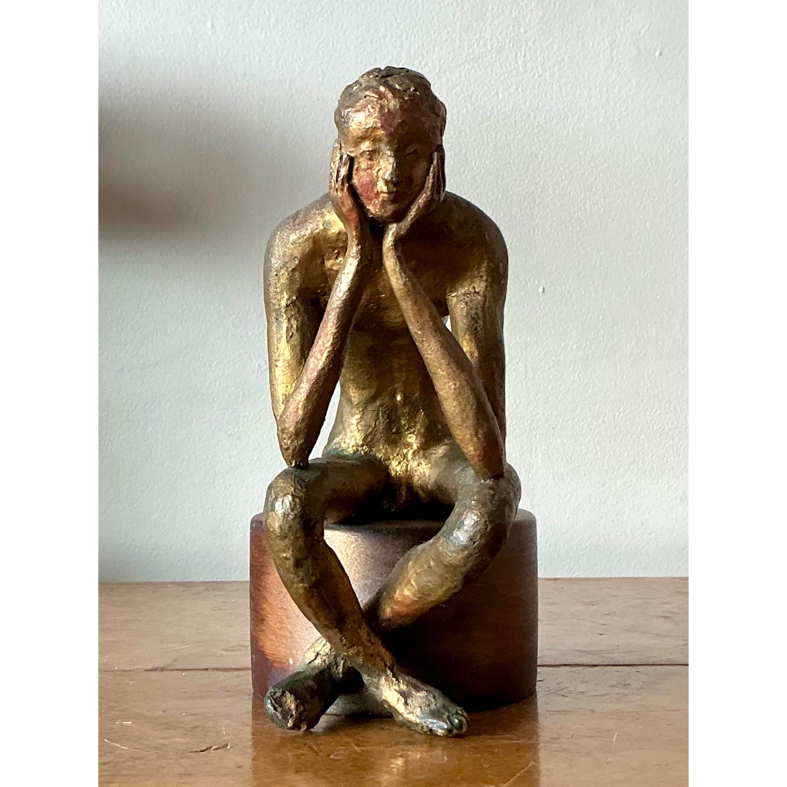 Vintage Boho 1957 Signed Sculpture of Man - Detail view