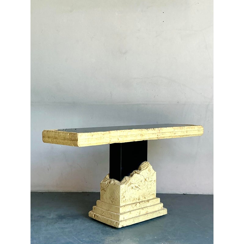 Vintage Postmodern Faux Coral Console Table - Side view