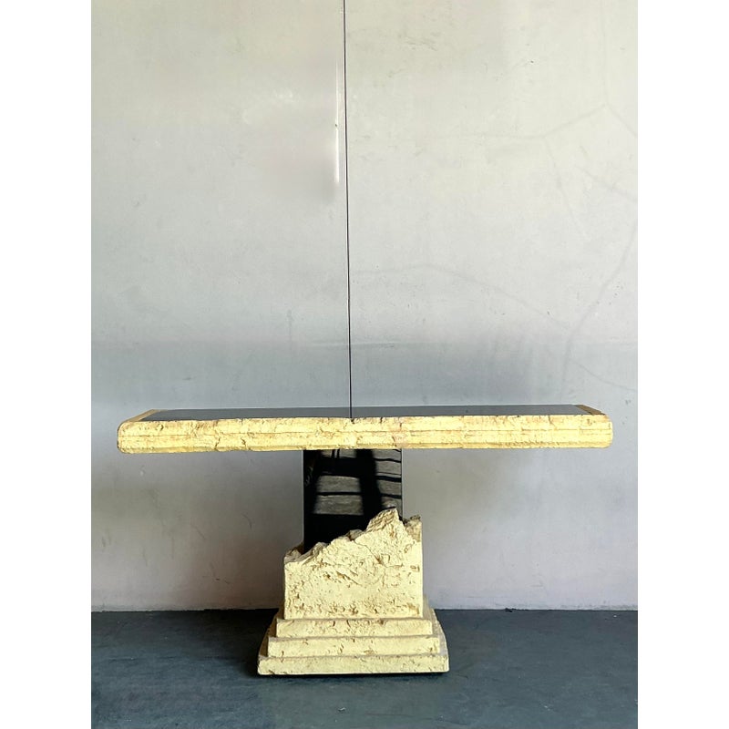 Vintage Postmodern Faux Coral Console Table - Back view