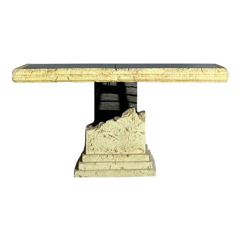 Vintage Postmodern Faux Coral Console Table