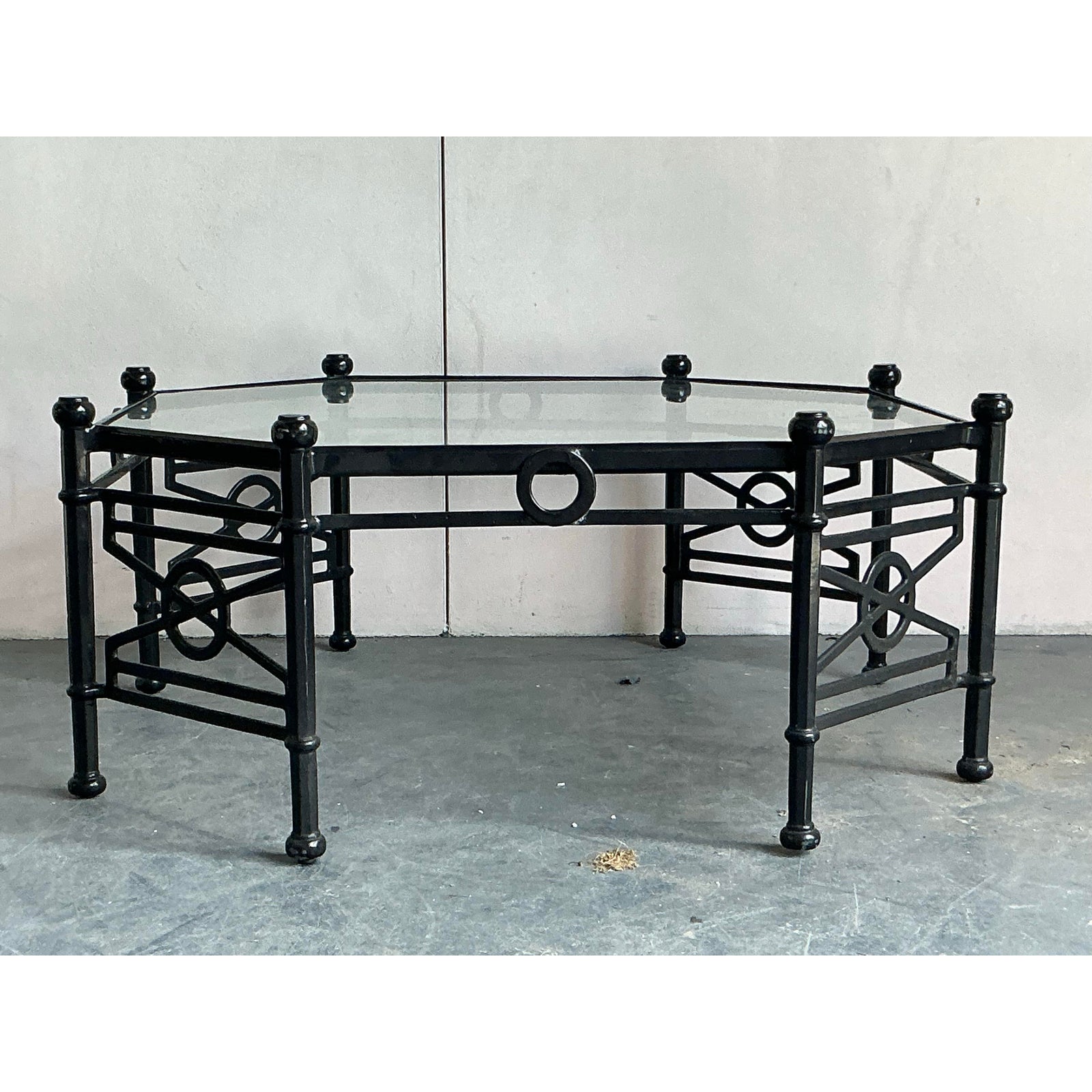 Vintage Regency Cast Aluminum Target Coffee Table - Top view