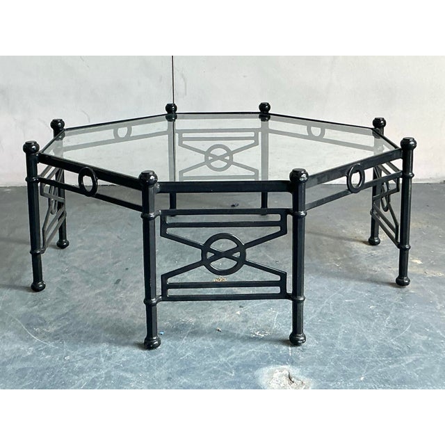 Vintage Regency Cast Aluminum Target Coffee Table - Detail view