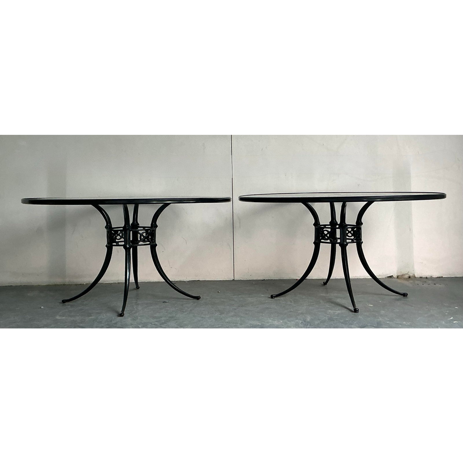 Vintage Regency Cast Aluminum Outdoor Dining Tables - Set of 2 - Detail view