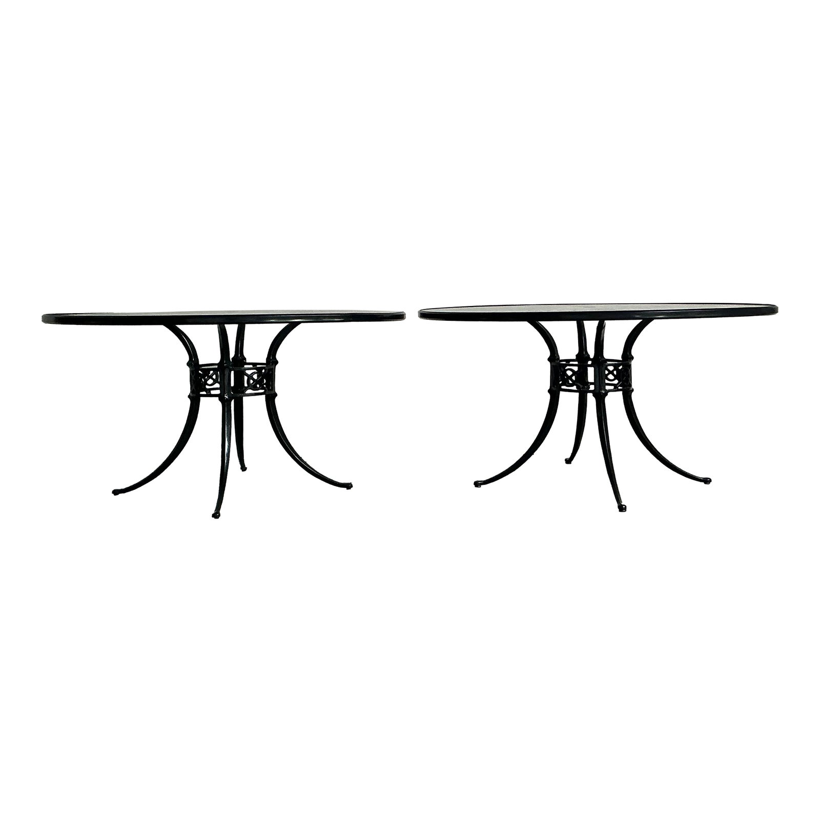 Vintage Regency Cast Aluminum Outdoor Dining Tables - Set of 2