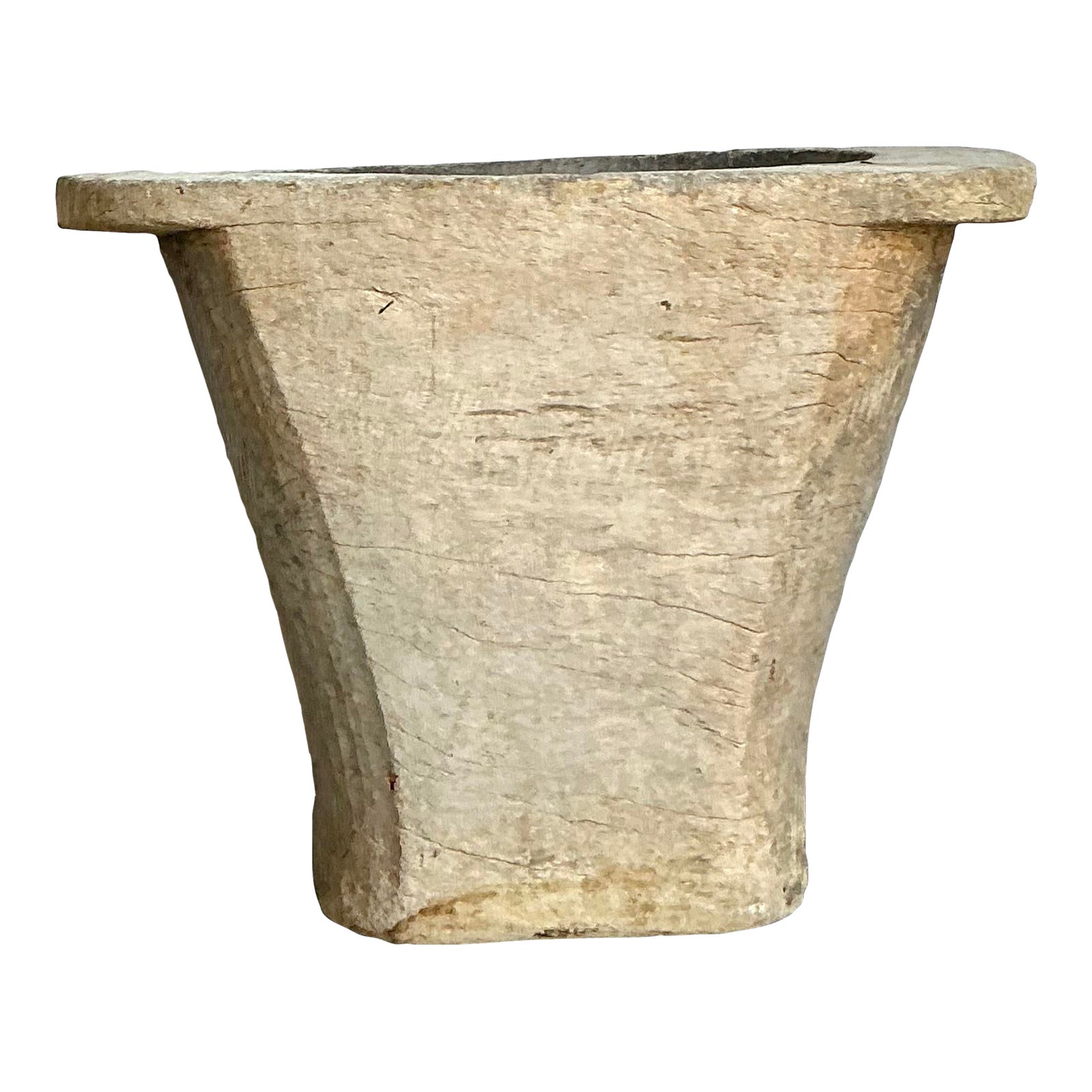 Vintage Boho Carved Coconut Trunk Planter
