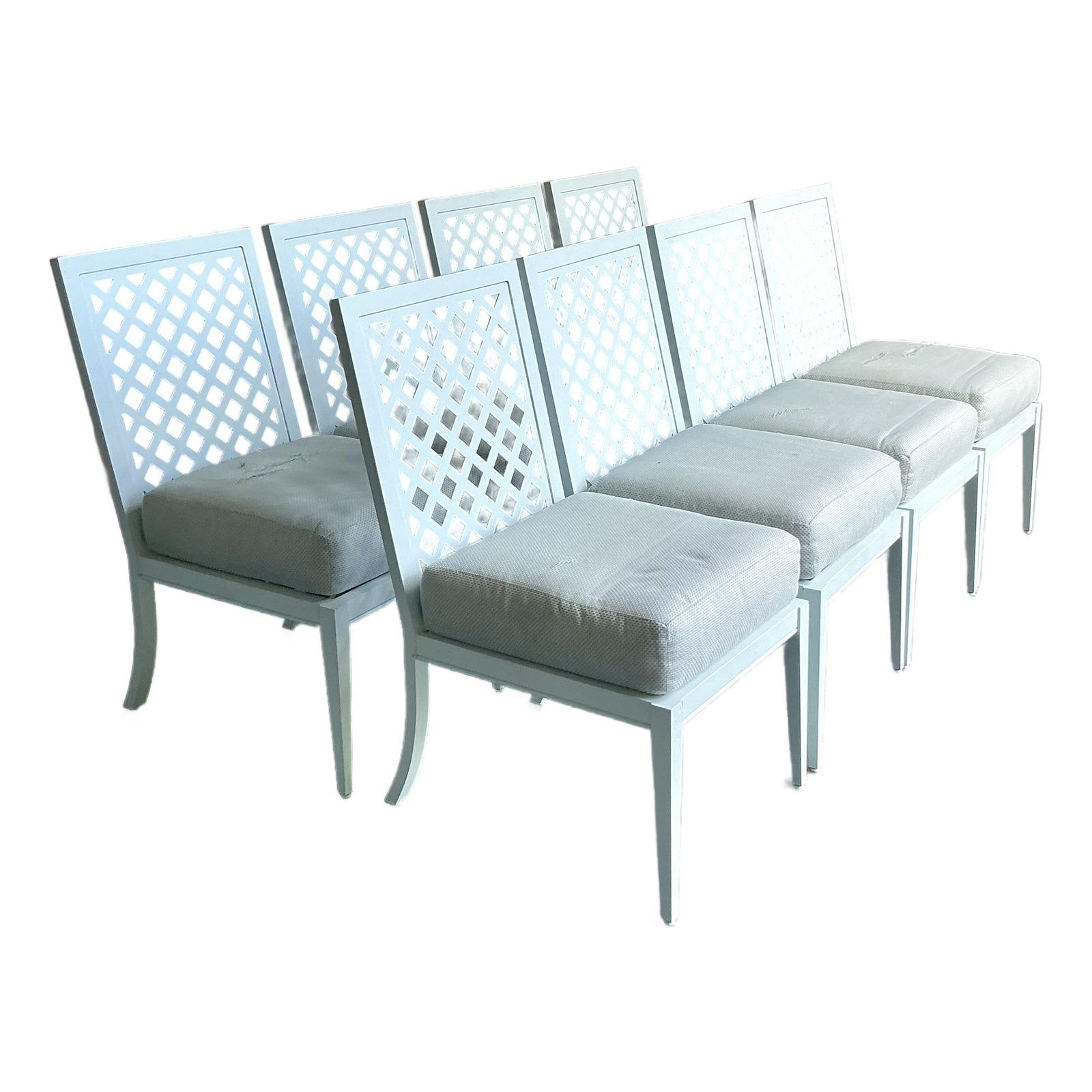 Vintage Boho McKinnon Harris Trellis Cast Aluminum Dining Chairs - Set of 8