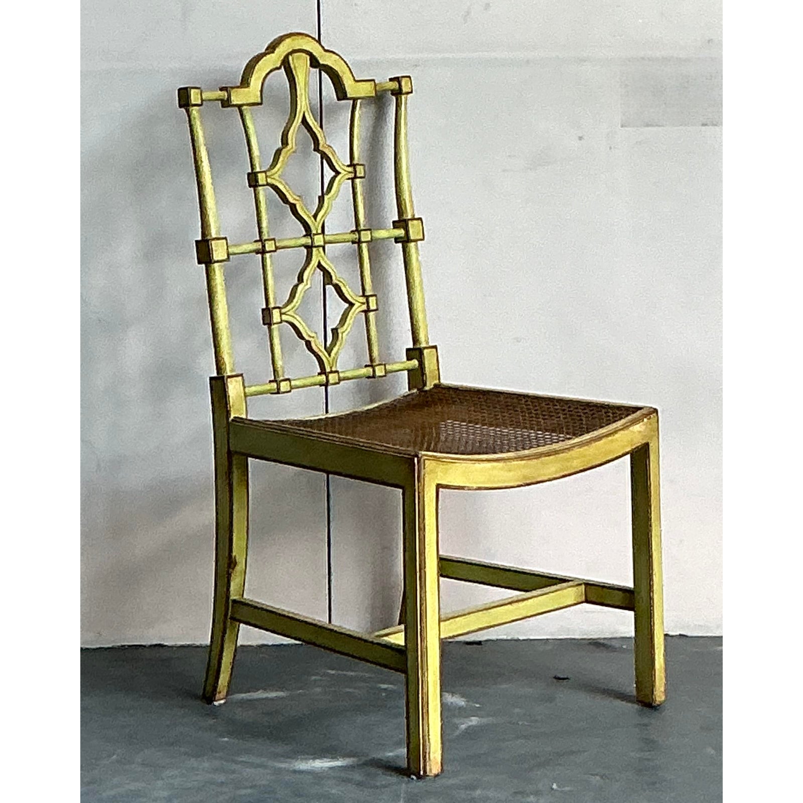 Vintage Regency Patina Pagoda Chair - Side view
