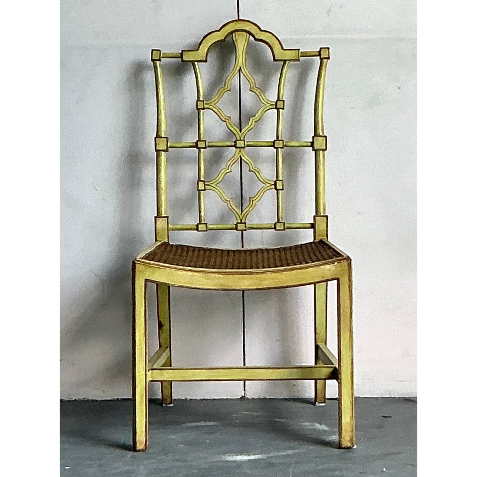 Vintage Regency Patina Pagoda Chair - Back view