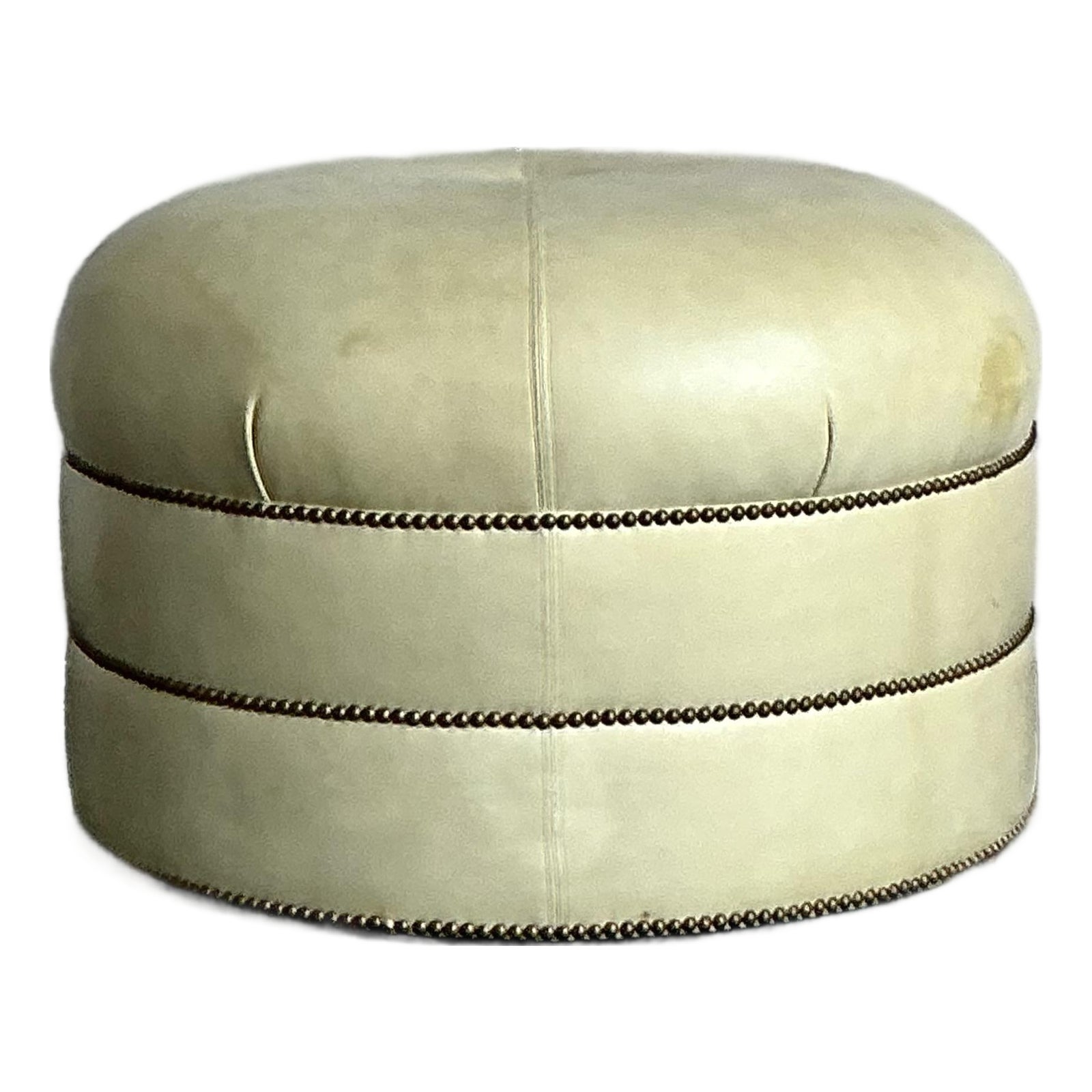 Vintage Regency Tufted Leather Ottoman