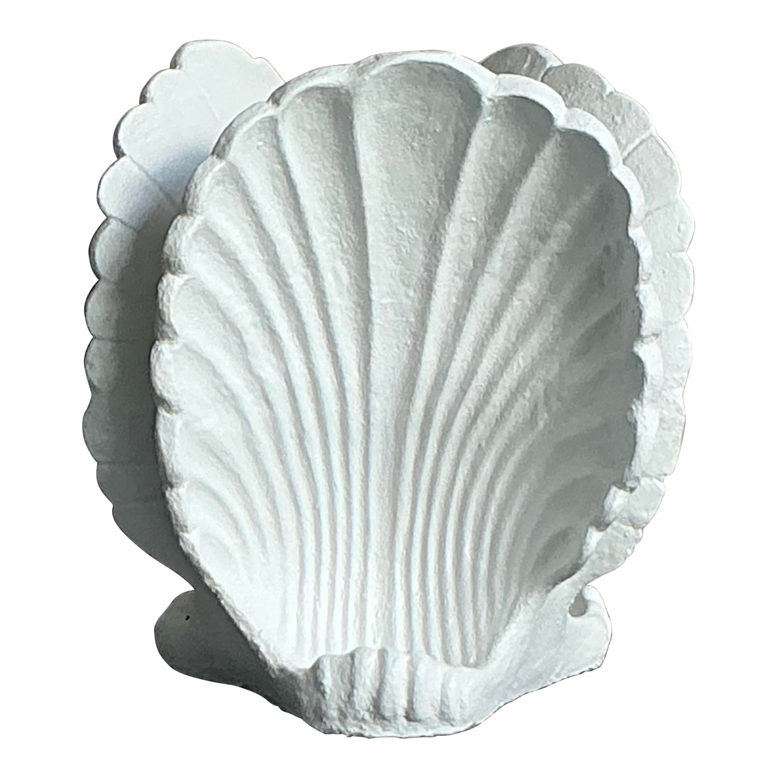 Vintage Coastal Cast Concrete Clam Shell Dining Table Pedestal
