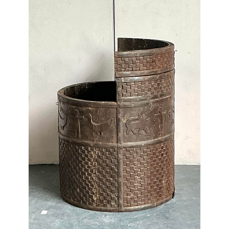 Vintage Boho Animal March Storage Side Table - Back view