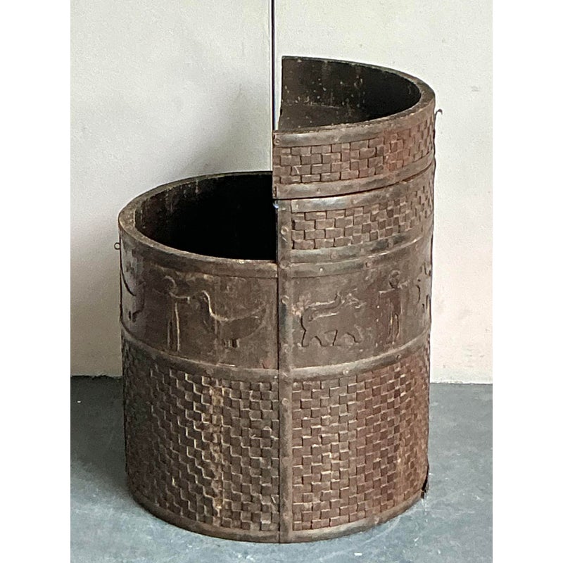 Vintage Boho Animal March Storage Side Table - Top view