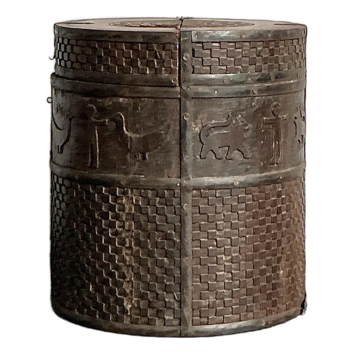 Vintage Boho Animal March Storage Side Table